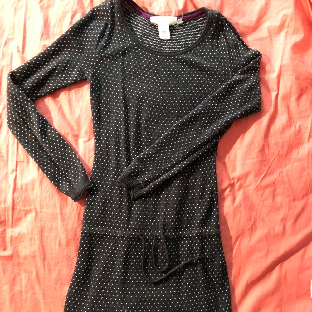 Drop-Waist Patterned Sweater Dress